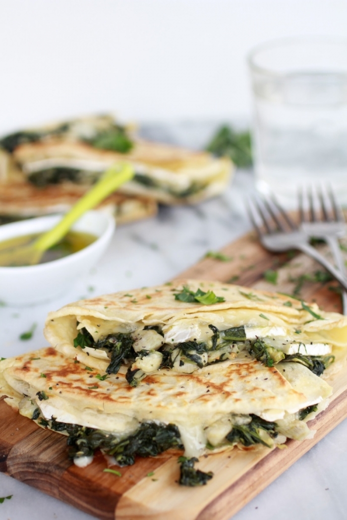 crêpe salé - Recette Crêpe Épinards Artichaut Brie